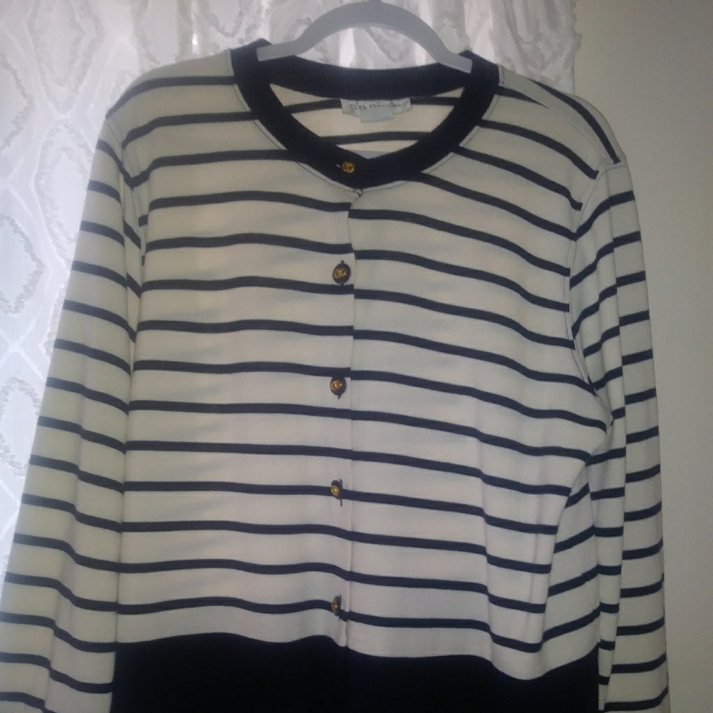 NAVY & BEIGE C.D. DANIELS STYLISH SWEATER CARDIGAN